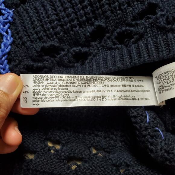 Zara Women Open Crochet Blue Vest Size Small New Without Tag - Picture 4 of 8